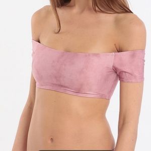 ViX Off-The-Shoulder Bikini Top Pink Tie Dye Print